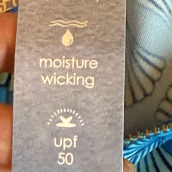 NWT Sigrid Olsen Woman’s Golf Tennis Full Zip Jacket in Blue Palm Fan Pattern. - Picture 9 of 9